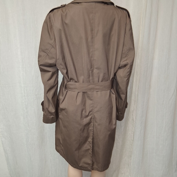 Botany 500 Brown Herringbone Trench Coat Women Size 42 Made In Usa - Picture 7 of 16